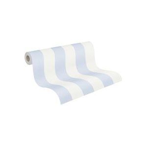 A.S. Création Vliesbehang - Gestreept behang in Blauw en Wit - Behang voor diverse ruimtes - Muurbehang in 10,05 m x 0,53 m