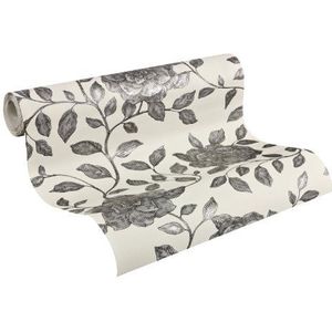 Schöner Wohnen Vliesbehang Private Glam, patroonbehang met mooi bloemenmotief, grijs, metallic, wit, 945112