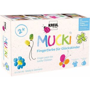 6 KREUL MUCKI Glückskinder Fingerfarben farbsortiert 6 x 50,0 ml