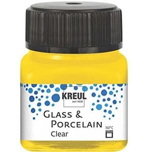 KREUL 16202 - Glass & Porcelain Clear zonnegeel, in 20 ml glas, transparante verf voor glas en porselein op waterbasis, sneldrogend, transparant