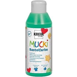 Kreul Mucki 24212-Peinture pour enfants-250 ml-Vert base d'eau-Sans paraben, sans gluten, sans lactose et végétalien-Lavable-Peinture à peindre avec pinceau et éponge, 624012, 250 ml (1er Pack)