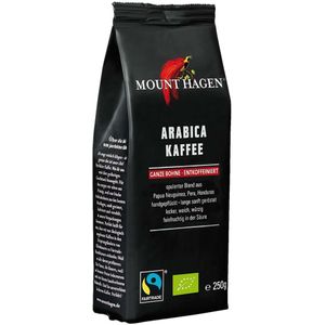 Mount Hagen Bio FT Naturland gebrande koffie Arabica, hele bonen, cafeïnevrij, 250 g