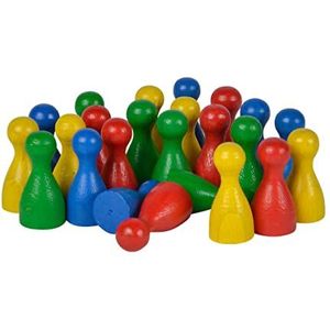 Noris 606154362-24 kleurrijke houten halmakegels in blister, 16 mm, rood, geel, blauw, groen