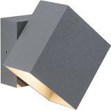 Paulmann 18002 wandlamp huis wand LED oriëntatielicht Cybo vierkant lamp 2x3W grijs 100x100 mm buiten IP65 beschermd tegen waterstralen lichtaccenten