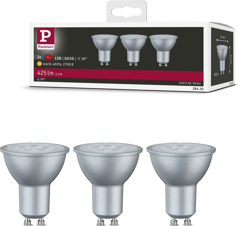 Paulmann - LED Lampen - Warmwit - GU10 - 3x6,5 W