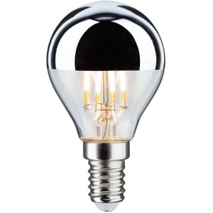Paulmann LED filament druppel 4,8W gloeilamp spiegel kop zilver 2700K warm wit dimbaar E14 28667