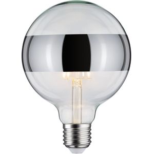 Paulmann 28681 G125 LED-gloeidraadlamp 6W met ringspiegel zilver 2700K warm wit dimbaar E27