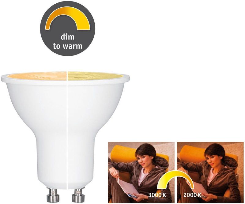 Paulmann - Reflectorlamp - DIM TO WARM - Goudlicht tot Warmwit - LED