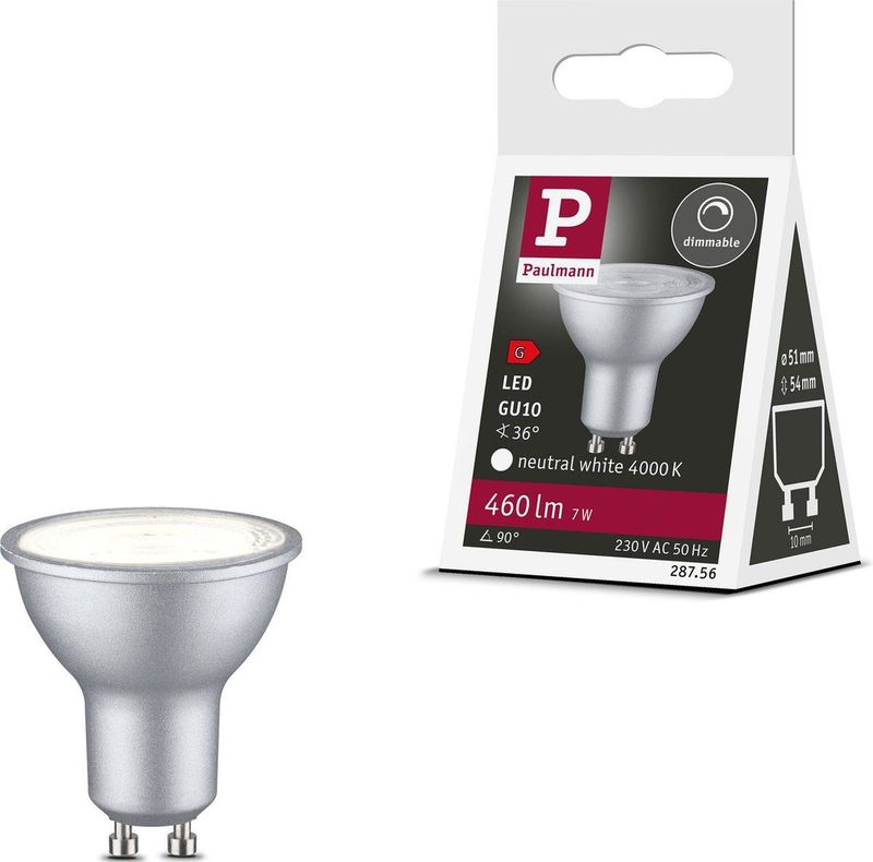 Paulmann - 28756 LED Lamp - Reflector - Chroom - Dimbaar - Neutraal Wit - 7W