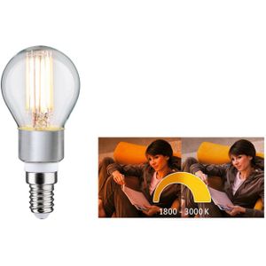 Paulmann 28778 LED lamp filament druppel 5W Dim to warm dimbaar verlichtingsmiddel helder goudlicht tot warmwit 1800-3000K E14