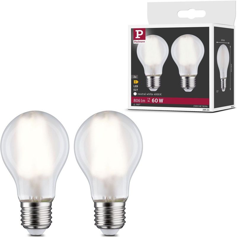 Paulmann - LED Lampen - E27 - 2x7W - Oogvriendelijk Licht