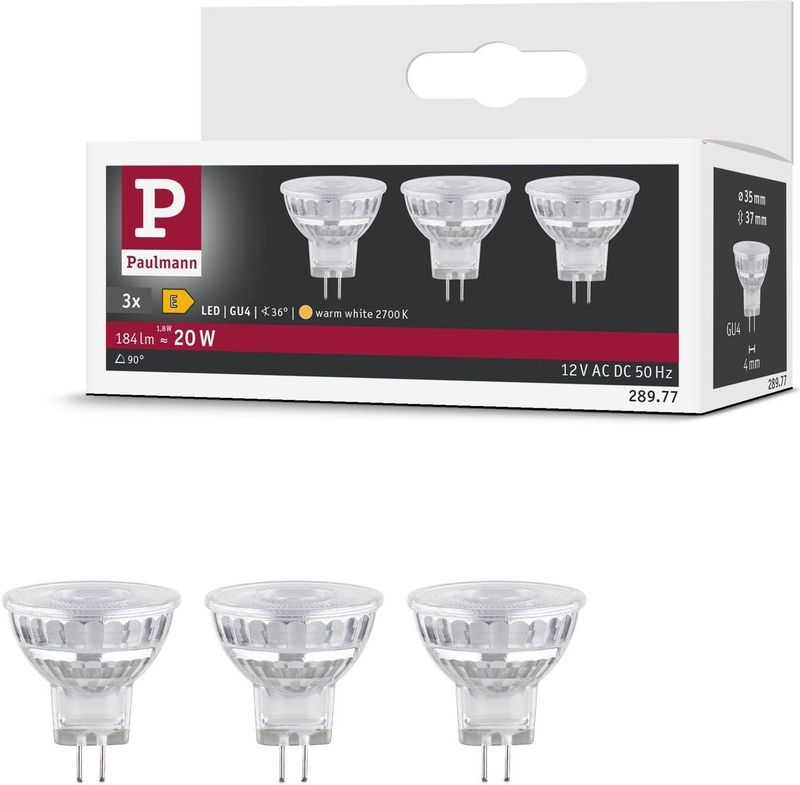 Paulmann - LED-Reflector - 2700K - GU4 - Pak van 3