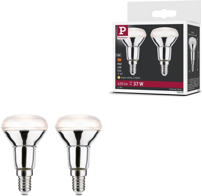 Paulmann - R50 - Reflectorlampen - 2700K - 2x5W - Pak van 2
