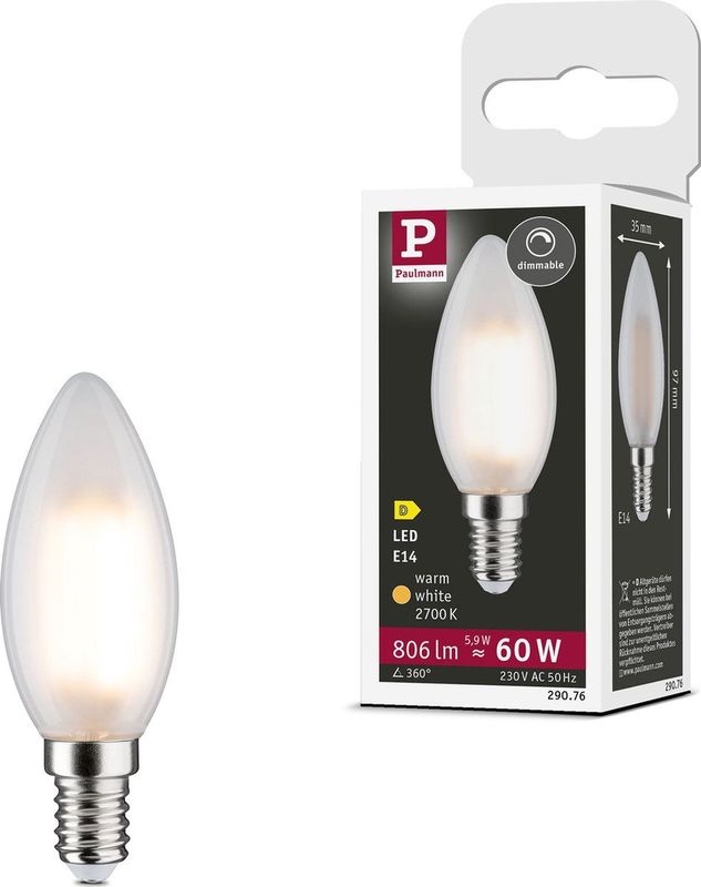 Paulmann - LED Kaarslamp - Helder - E14 - 5,9W - 806lm