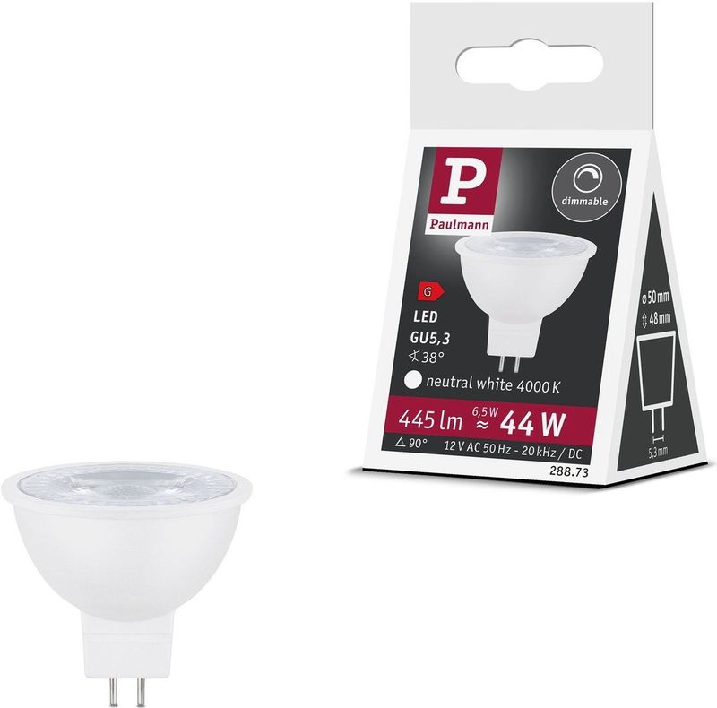Paulmann - 29104 - LED-Reflector - Wit - 6W 445lm 4000K Dimbaar GU5,3