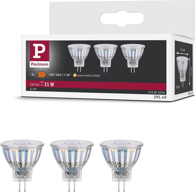 Paulmann - LED-Reflectoren - Set van 3 - 2700 K - 3x4,2 W - GU4 Fitting