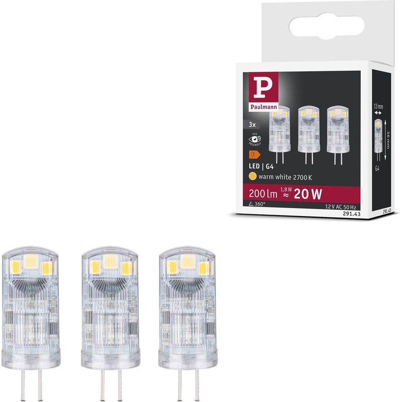Paulmann - G4 LED-Stiftfitting - Set van 3 - 200 Lumen - Energiezuinig