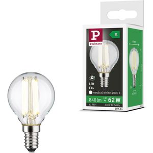 Paulmann - Eco-Line - Filament LED-kogellamp - Helder - E14 - 78 mm - 840lm - 4W - 4000K - Wit Glas