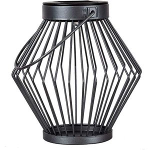 Solar LED Lantaarn Rotan 17 cm - Draadloos op zonne-energie - Grijs