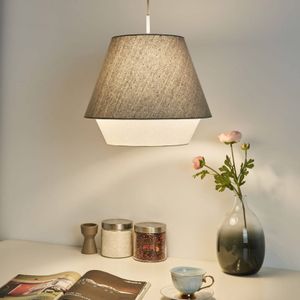 Pauleen 48093 Noble Delight hangende lamp max 20W E27 hanglamp stoffen kap grijs 230V stof