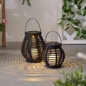Pauleen 48293 LED-lantaarn op zonne-energie Sunshine Glow set van 2 188 mm zwart, bruin IP44 lamp op zonne-energie
