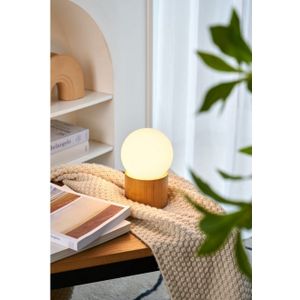Pauleen Woody Shine tafellamp houten voet, glasbol