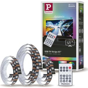Paulmann 78881 LED Strip USB TV-verlichting 65 inch 2,4m 60LEDs/m Dynamic Rainbow RGB incl. 1x4 watt dimbaar lichtband zwart kunststof
