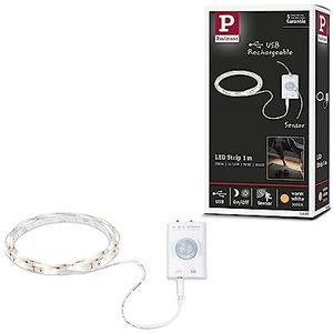 Paulmann 78900 LED-strip, werkt op batterijen, incl. bewegingsmelder en schemeringssensor, 1 m, 1,4 W, 140 lm/m, 3000 K, wit, kunststof