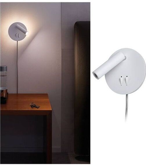 Paulmann - 78918 - Wandlamp - Wit - 1 x 3,2 W LED, 1 x 1,2 W Leeslamp, Chroom, 3000 K