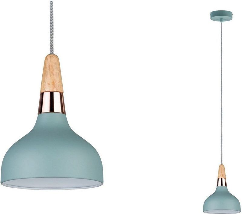 Juna - Hanglamp - Turkoois - Koper - Hout - Diameter 16 cm