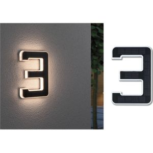 Huisnummer - Zwart - Kunststof - Verlichting op Zonne-energie