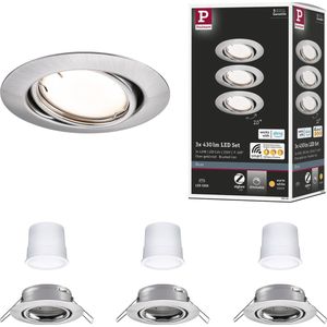 Paulmann Base inbouwspot - chrome mat - Set van 3 - Zigbee - Coin - Dimmbar