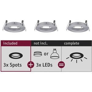 Paulmann 92484 Choose inbouwspot stijf max. 3 x 10 watt plafondinbouwspot aluminium gedraaid zonder lampen van aluminium