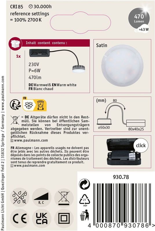 LED - Nova Plus Coin - Inbouwlamp - Satijn - 6W 470lm 230V Dimbaar 2700K