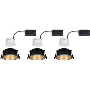 Paulmann Cole inbouwspot - set van 3 - zwart/goud mat - 3-traps dimbaar - warmwit -