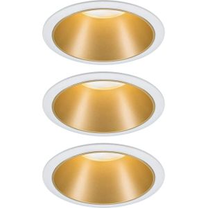 Paulmann Cole set inbouwspot - LED - wit/goud mat - 3-traps dimbaar - 2700K - warmwit