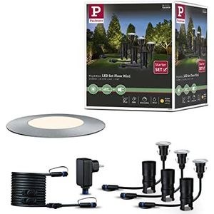 Paulmann 93697 Outdoor Plug & Shine Floor Mini 3-delige basisset 3000K 3x2,5W 24V 93697 Grondinbouwarmatuur LED buitenverlichting, Starterset, Zilver