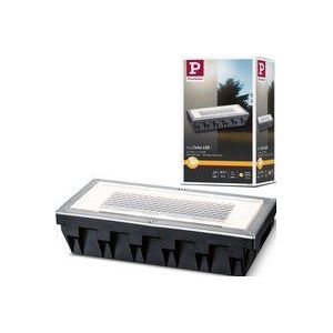 Paulmann 93775 grondinbouwlampenset solar inbouwspot box LED spot RVS set van 1 1x0,6W incl, 10 x 20 cm, roestvrij staal