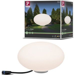 Paulmann 94175 Outdoor Plug & Shine lichtobject Steen IP67 3000K 235lm 24V bollamp buitenlamp tuinverlichting terrasverlichting 94175, S, wit