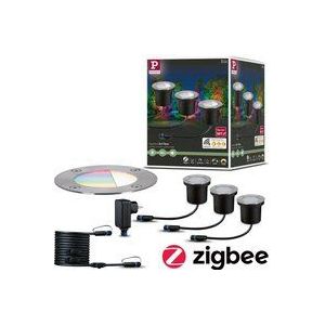Paulmann Boden Einbauleuchten Starterset RGBW 94275 Verlichtingssysteem Plug&Shine ZigBee LED 3.6 W Warmwit Zilver