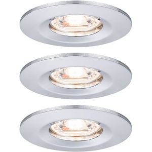 Paulmann 94303 Nova Mini LED inbouwlamp Coin 3 stuks rond stijf 3x4W plafondinbouwspot chroom inbouwlamp aluminium warmwit 2700 K, 12 W