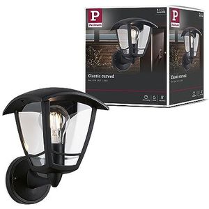 Paulmann 94391 buitenverlichting wandlamp voor buiten Classic Curved IP44 dimbaar buitenverlichting helder, zwart buitenlamp kunststof tuinlamp E27