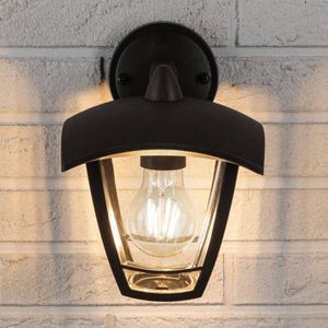 Paulmann 94392 buitenverlichting wandlamp voor buiten Classic Curved IP44 dimbaar buitenverlichting helder, zwart buitenlamp kunststof tuinlamp E27