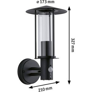 Paulmann 94396 buitenverlichting wandlamp voor buiten Classic met bewegingsmelder IP44 dimbaar donkergrijs buitenlamp metaal, glas E27