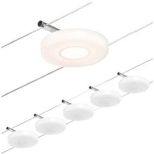 Paulmann 94426 CorDuo LED kabelsysteem Set DiscLED DC incl. 5x4,5 Watt uitbreidbaar chroom mat, chroom draad metaal 3000 K