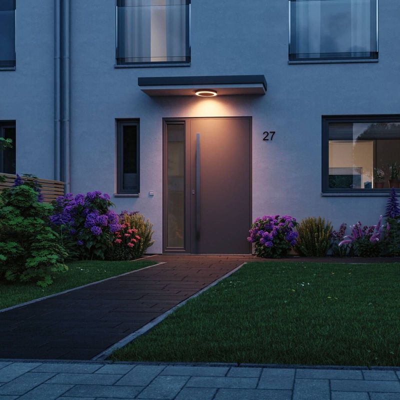 Paulmann - Circula - LED Buitenlamp - Antraciet - Geïntegreerde Schemer- en Bewegingsmelder