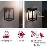 Paulmann Marisol - Wandlamp - Solar - zwart - IP44 - 3000K - bewegingsmelder -