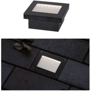 Paulmann Domenic 94578 LED Solar vloerinbouwlamp IP67 vierkant incl. 1x0,1 W warm wit zwart draadloos kunststof oplaadbaar 3000 K