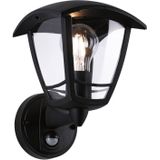 Paulmann 94647 buitenverlichting wandlamp Classic Curved met bewegingsmelder IP44 hoekig max. 12 W zwart buitenlampen kunststof tuinverlichting E27
