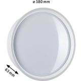 Paulmann 94697 LED buitenverlichting wandlamp Platomo zeewaterbestendig IP44 rond 180mm 3000 K 14,5W 1200lm 230V wit kunststof